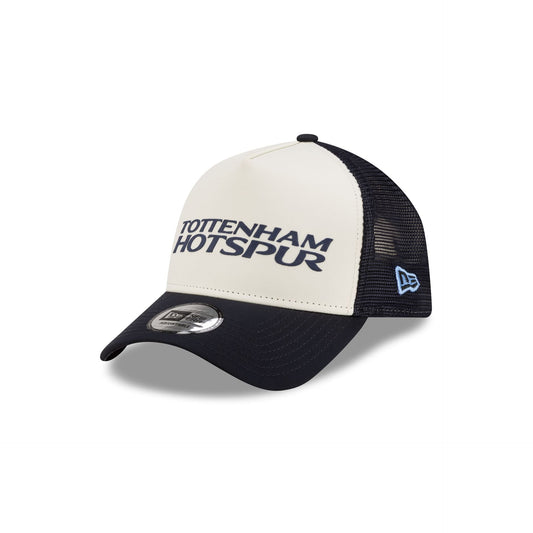 Tottenham Hotspur FC Puff Wordmark Navy 9FORTY A-Frame Trucker Hat