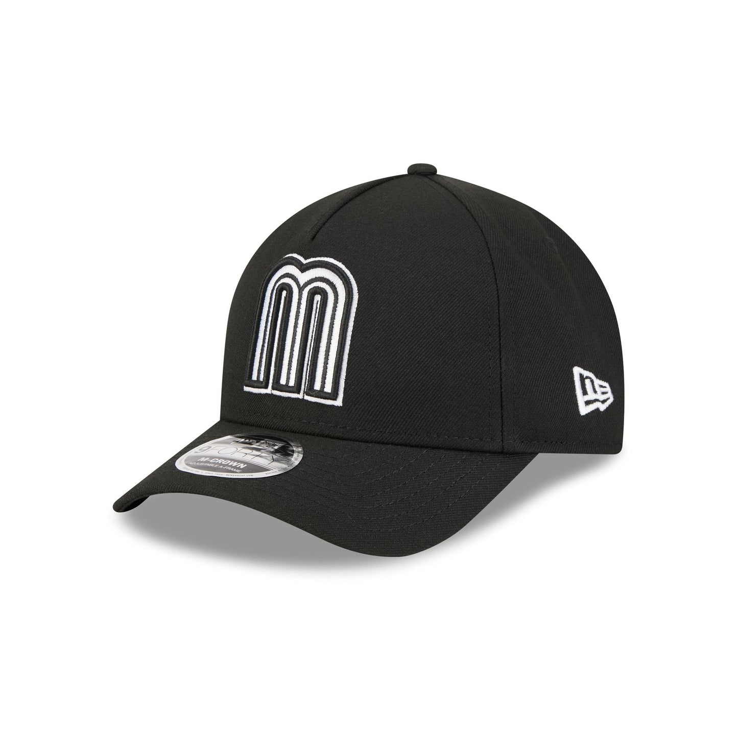Mexico World Baseball Classic Black and White 9FORTY M-Crown A-Frame Snapback Hat