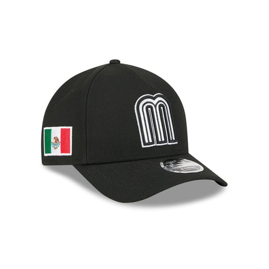Mexico World Baseball Classic Black and White 9FORTY M-Crown A-Frame Snapback Hat