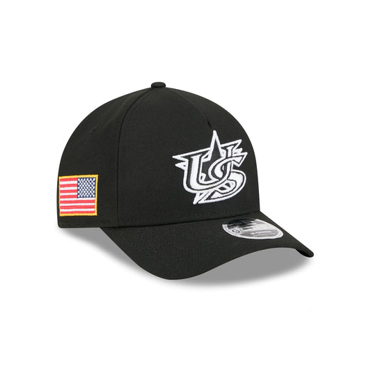 USA World Baseball Classic Black and White 9FORTY M-Crown A-Frame Snapback Hat