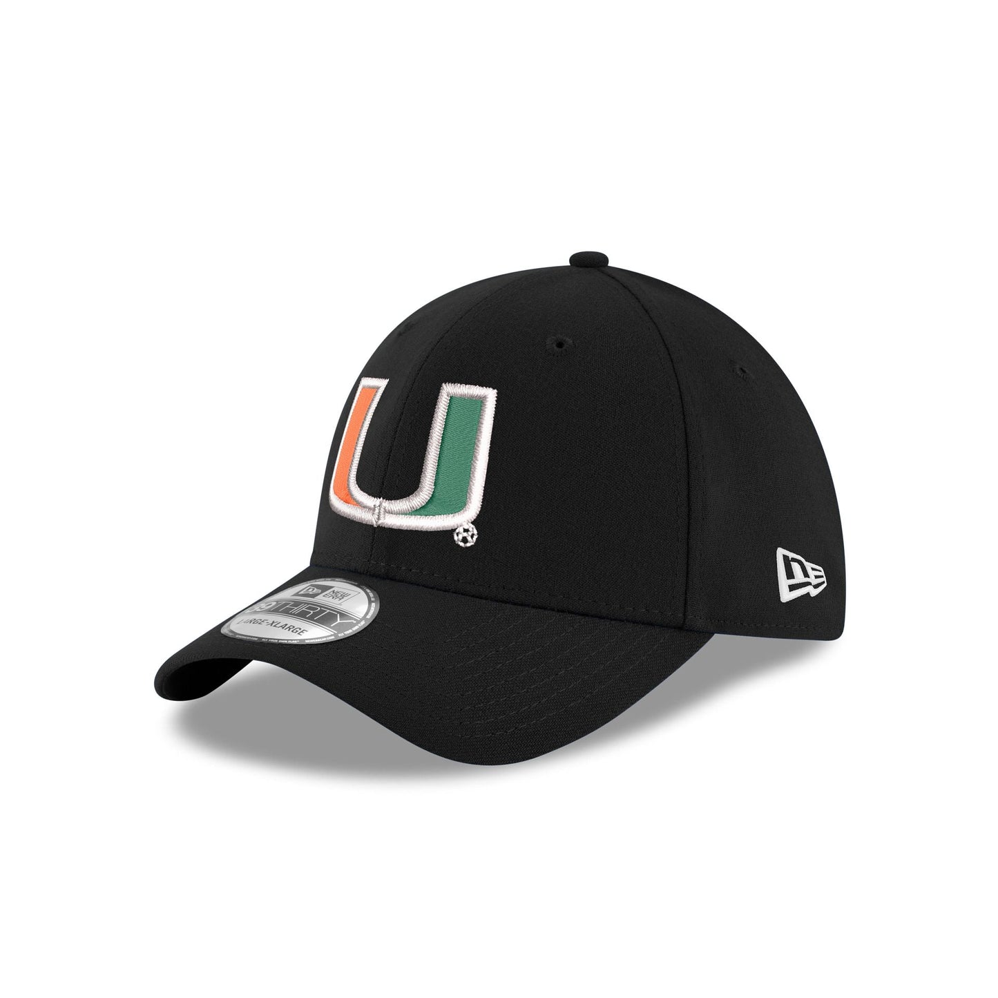 Miami Hurricanes Black Poly 39THIRTY Strech Fit Hat