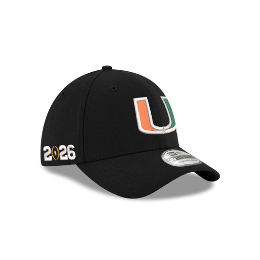 Miami Hurricanes Black Poly 39THIRTY Strech Fit Hat